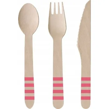 Příbor Dřevěné příbory Amscan Flamingo Paradise 16 cm, 24 ks