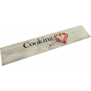 Koberec Kuchyňský koberec, nápis Vaření a papričky, 60 x 300 cm, samet
