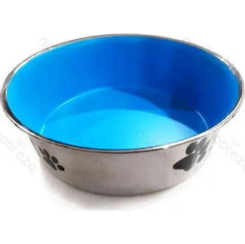 Miska pro psa Nerezová miska Nobleza S - labkový design s barevným vnitřkem Barva: Modrá