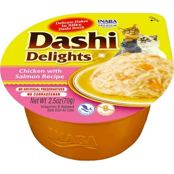 Krmivo pro kočku Inaba Dashi Delights Cat - Kuře s lososem 6x70g