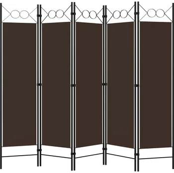 Paraván Paraván 5-panelový, hnědý, 200 x 180 cm