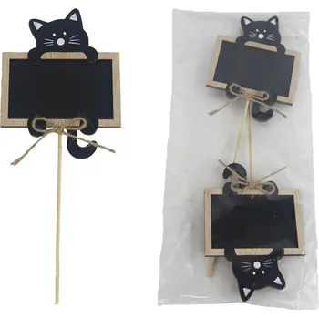 Velikonoční dekorace Tabulka s kočkou zápich, 2 ks D6784