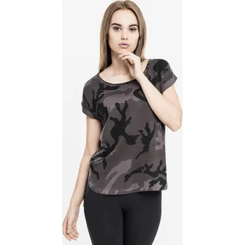 Dámské tričko Dámské tričko Camo Back Shaped Tee tmavé camo Urban Classics černá | šedá | hnědá 1753589