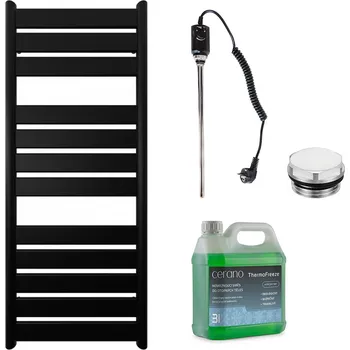 Radiátor CERANO - Koupelnový elektrický radiátorový set Arturo - 600W - černá matná - 1200x500 mm