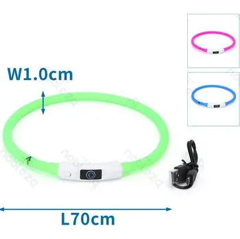 Obojek pro psa LED svítící obojek Nobleza pro psa L-XL 70 cm Barva: Zelená