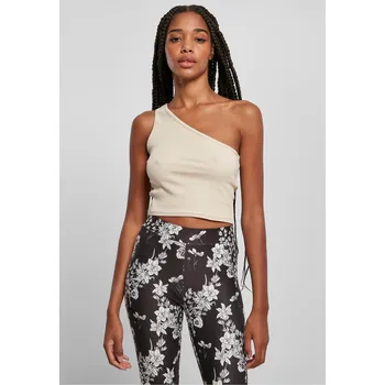 Dámská móda Dámský zkrácený asymetrický top softseagrass Urban Classics krémová 2547363