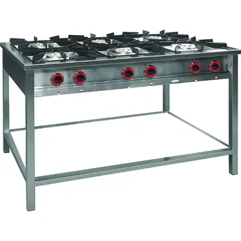 Sporák EGAZ Plynový gastronomický sporák 6-hořákový, 1330x700x850 mm, 32,5 kW | EGAZ, TGP-6732.II