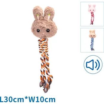 Hračka pro psa Plyšová hračka Nobleza - Zajíc se šňůrou 30 cm Barva: Hnědá