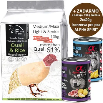 Krmivo pro psa Ani - pet Fresh Farm Light&Senior Medium&Maxi - Quail & Rice 10kg
