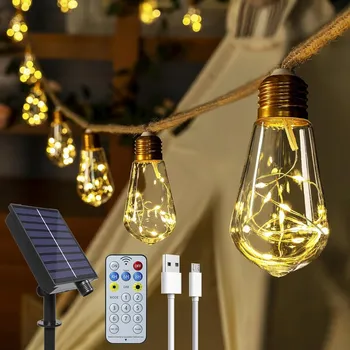 Venkovní osvětlení ZAHRADNÍ SOLÁRNÍ GIRLANDA, SOLÁRNÍ SVĚTLA KOULE LED, BÍLÁ TEPLÁ, SADA 7,8 m