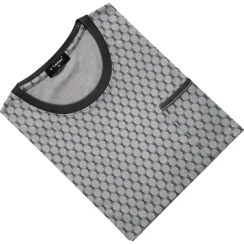 Pánská noční košile Pánská bavlněná noční košile s krátkým rukávem C-lemon - AL2326-O Barva: Šedá, Velikost: 5XL
