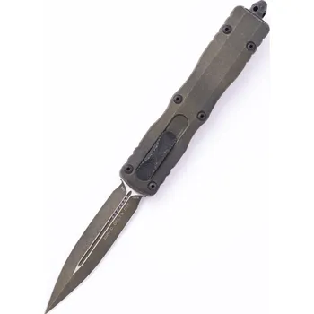 lovecký nůž Microtech DIRAC DELTA D/E STANDARD CERAKOTE WEATHERED GRENADE GREEN, vystřelovací nůž 227-1 WGG