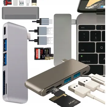 USB hub HUB ADAPTÉR 5V1 USB-C TYP USB 3.0 ČTEČKA SD / TF