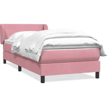 Postel vidaXL Box spring postel s matrací 100x220 cm samet [3317394] Barva: Růžová
