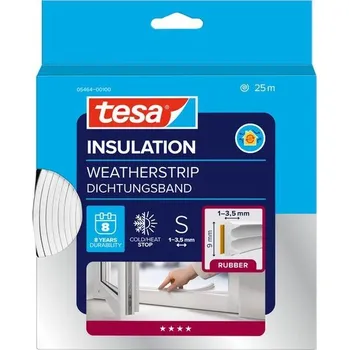 Těsnění do okna a dveří Tesa tesa® IZOLAČNÍ Samolepicí těsnění – gumové, profil E, 25 m x 9 mm x 4 mm, bílé