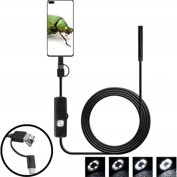 IP kamera ENDOSKOPICKÁ KAMERA INSPEKČNÍ LED USB C APLIKACE PRO TELEFON FULL HD 5,5mm 10m