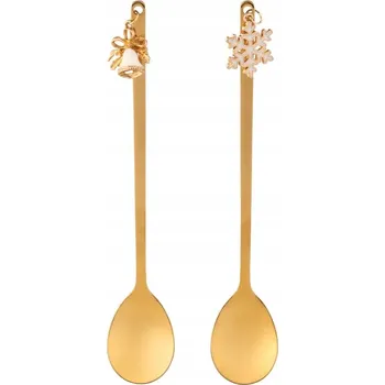 Příbor Zlaté lžičky na vánoční čaj s přívěskem Altom Design Vánoce 2 ks