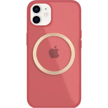 Lesklý transparentní kryt s MagSafe pro iPhone 12 mini - červený