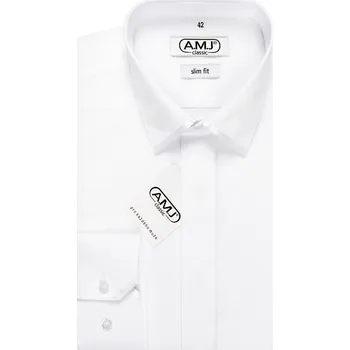 Společenská košile AMJ Slim fit s lemovaným límečkem - bílá JDASAT velikost: 43, délka rukávu: dlouhý rukáv