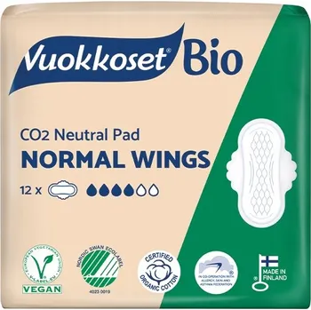 Menstruační vložka Vložky Vuokkoset BIO denní 12 kusů Normal s křidélky EKO