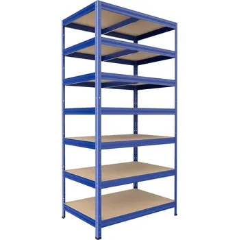 regál Kovový regál do domácnosti Biedrax 35 x 60 x 210 cm, modrý - 7 polic MDF