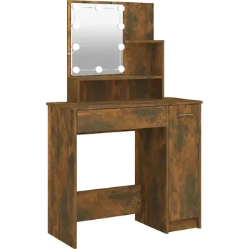 Toaletní stolek VidaXL Toaletní Stolek s LED osvětlením, kouřový dub, 86,5x35x136 cm