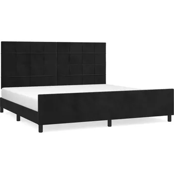 Postel Rám postele s čelem, černý, 203 x 206 x 118/128 cm, samet