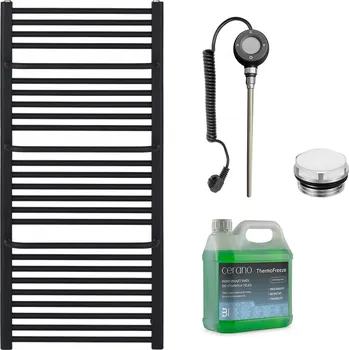 Radiátor CERANO - Koupelnový elektrický radiátorový set Antonio - WIFI - 900W - černá matná - 1460x550 mm