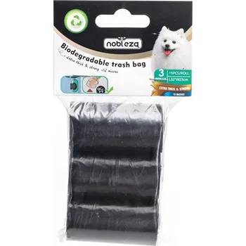sáček na exkrement Bio rozložitelné sáčky na exkrement Nobleza 3 role - černé (3 x 15 ks)