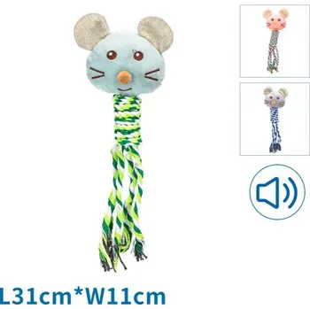 Hračka pro psa Plyšová hračka Nobleza - Myš se šňůrou 31 cm Barva: Zelená
