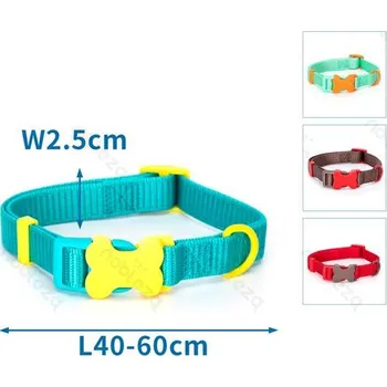 Obojek pro psa Obojek Nobleza s kostičkou Neon L (š. 2,5 cm x d. 40-60 cm) Barva: Tyrkysová