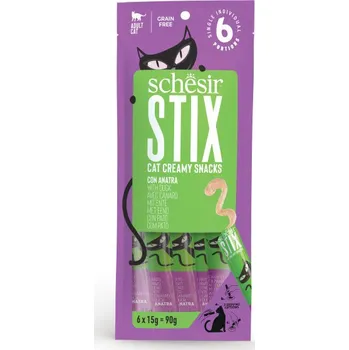 Krmivo pro kočku Schesir Cat Stix - Jemný kachní krém 6x15g