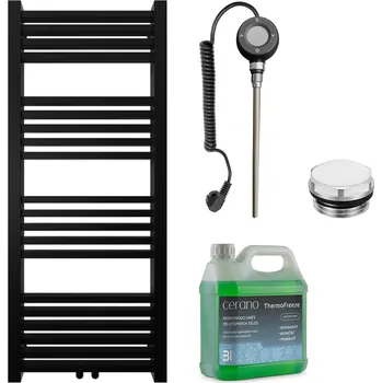 Radiátor CERANO - Koupelnový elektrický radiátorový set Franko - WIFI - 300W - černá matná - 1200x500 mm