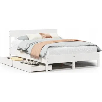 Postel Rám postele s čelem, bílá, 205,5 x 155,5 x 81 cm