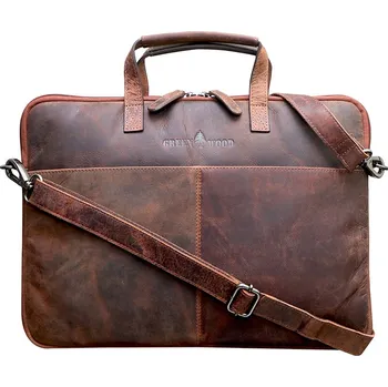 Kožená taška na notebook Greenwood Fred L hnědá