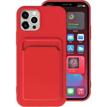 Pouzdro na mobilní telefon Kryt s kapsou na karty pro iPhone 12 - červený