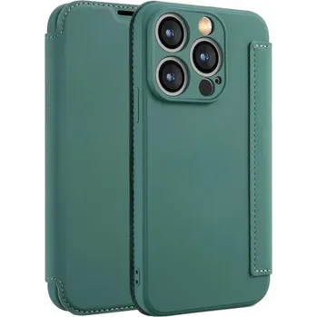 Pouzdro na mobilní telefon Peněženkové pouzdro ze silikonu a PU kůže pro iPhone 15 Pro - petrolejové