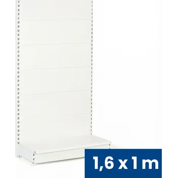 Prodejní regál Prodejní regál jednostranný, plné stěny, 1600 x 1000 x 450 mm, základní, bílá