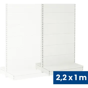 Prodejní regál Prodejní regál oboustranný, plné stěny, 2200 x 1000 x 900 mm, přídavný, bílá