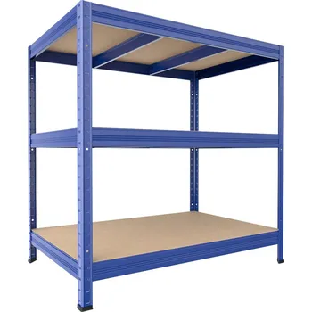Dílenský regál Kovový regál do dílny Biedrax 60 x 90 x 120 cm, modrý - 3 police MDF, 300 kg