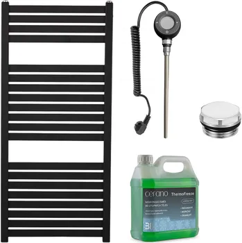 Radiátor CERANO - Koupelnový elektrický radiátorový set Vincenzo - WIFI - 300W - černá matná - 970x450 mm