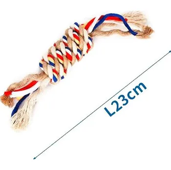 Hračka pro psa Bavlněné lano s hrubým uzlem Nobleza - 23 cm (béžové)