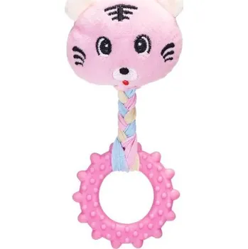 Hračka pro psa Plyšová hračka Nobleza - Tiger s kousátkem 21 cm Barva: Růžová