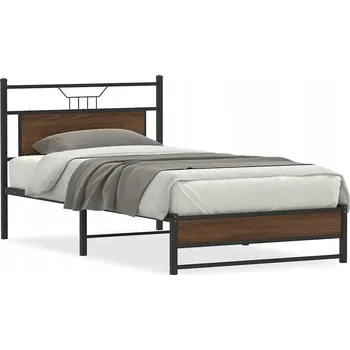 Postel Rám postele s čelem, hnědý dub, 196 x 105,5 x 91,5 cm