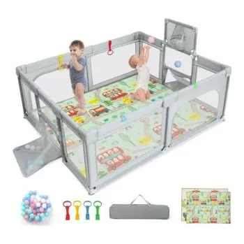 Dětská ohrádka Dětská ohrádka BB6402DE-HS, 188 x 157 cm, světle šedá - A COSTWAY