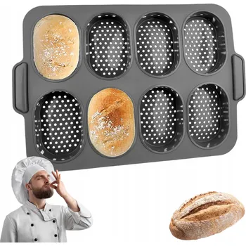 Forma na pečení Silikonová forma na pečení housek s perforací, 8 hnízd