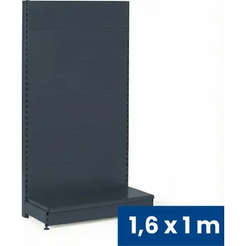 Prodejní regál Prodejní regál jednostranný, plné stěny, 1600 x 1000 x 450 mm, základní, antracit