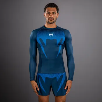 Rashguard Pánské funkční tričko - rashguard Venum No Gi - dlouhé rukávy - Indigo modrý Velikost: XL