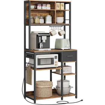 regál Kuchyňský regál Vasagle Donna hnědý/černý