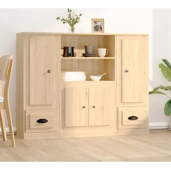 Příborník a kredenc zahrada-XL Příborníky 3 ks dub sonoma kompozitní dřevo 3185314